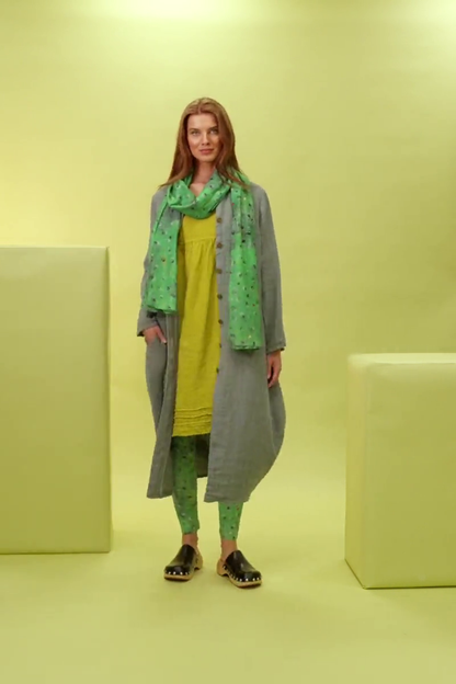 Flared Cyber Lime Linen Dress 8