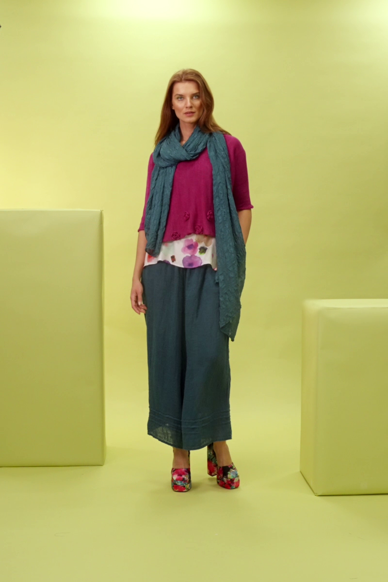 Flowers Decorated Orchid Linen Jumper 8