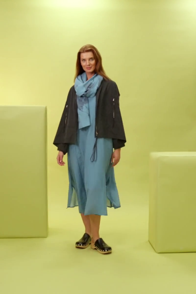 Half Sleeves Floaty Denim Silk Cotton Dress 8