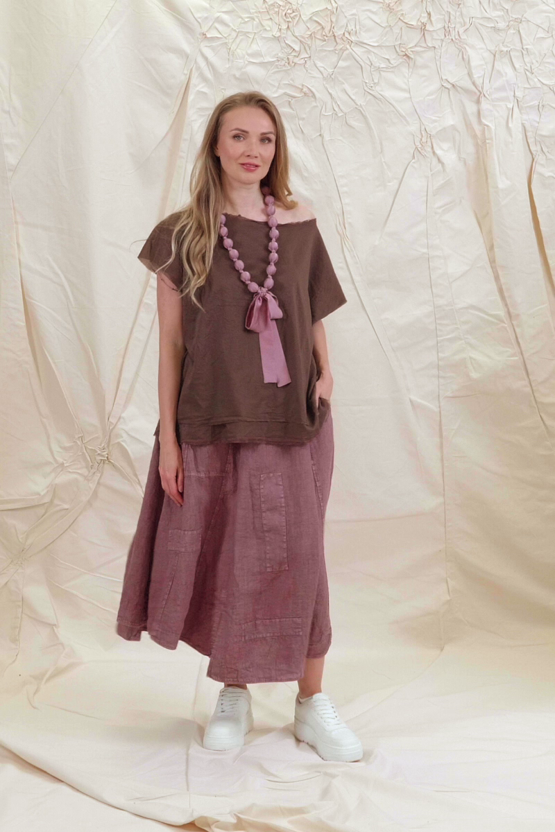 Layered Boatneck Truffle Cotton Blouse 7