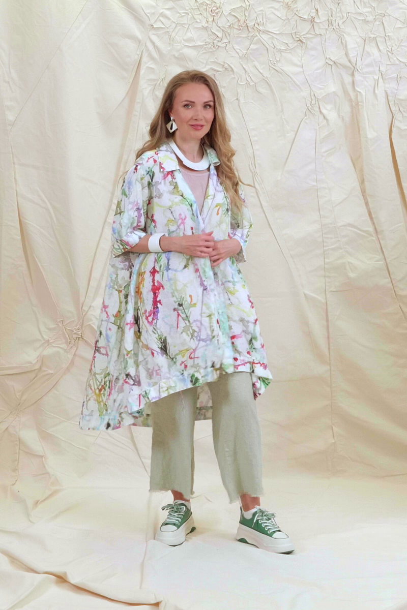 Long Colour Splash Linen Shirt 7
