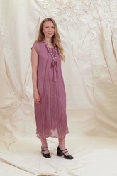 Mauve Taupe Crumpled Silk Chiffon Dress 9