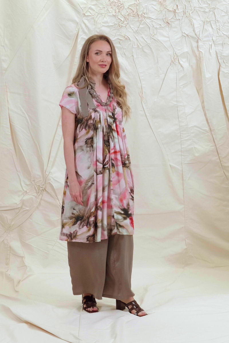 Romantic Front Tucks Oasis Silk Bamboo Dress 7