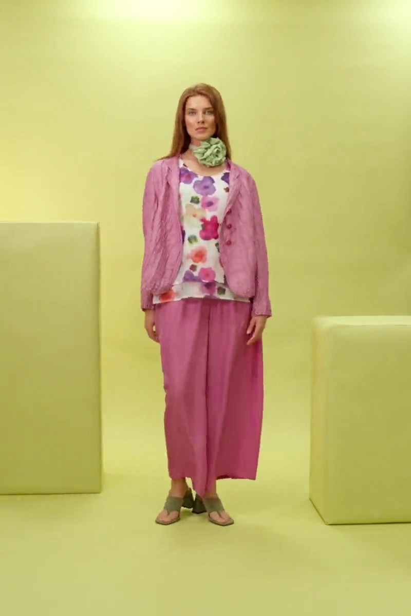 Short Crinkled Wild Berry Silk Linen Jacket 7