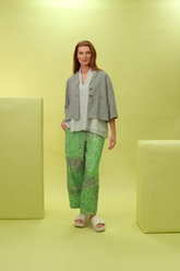 V-Neck Sage Silk Cotton Blouse 8