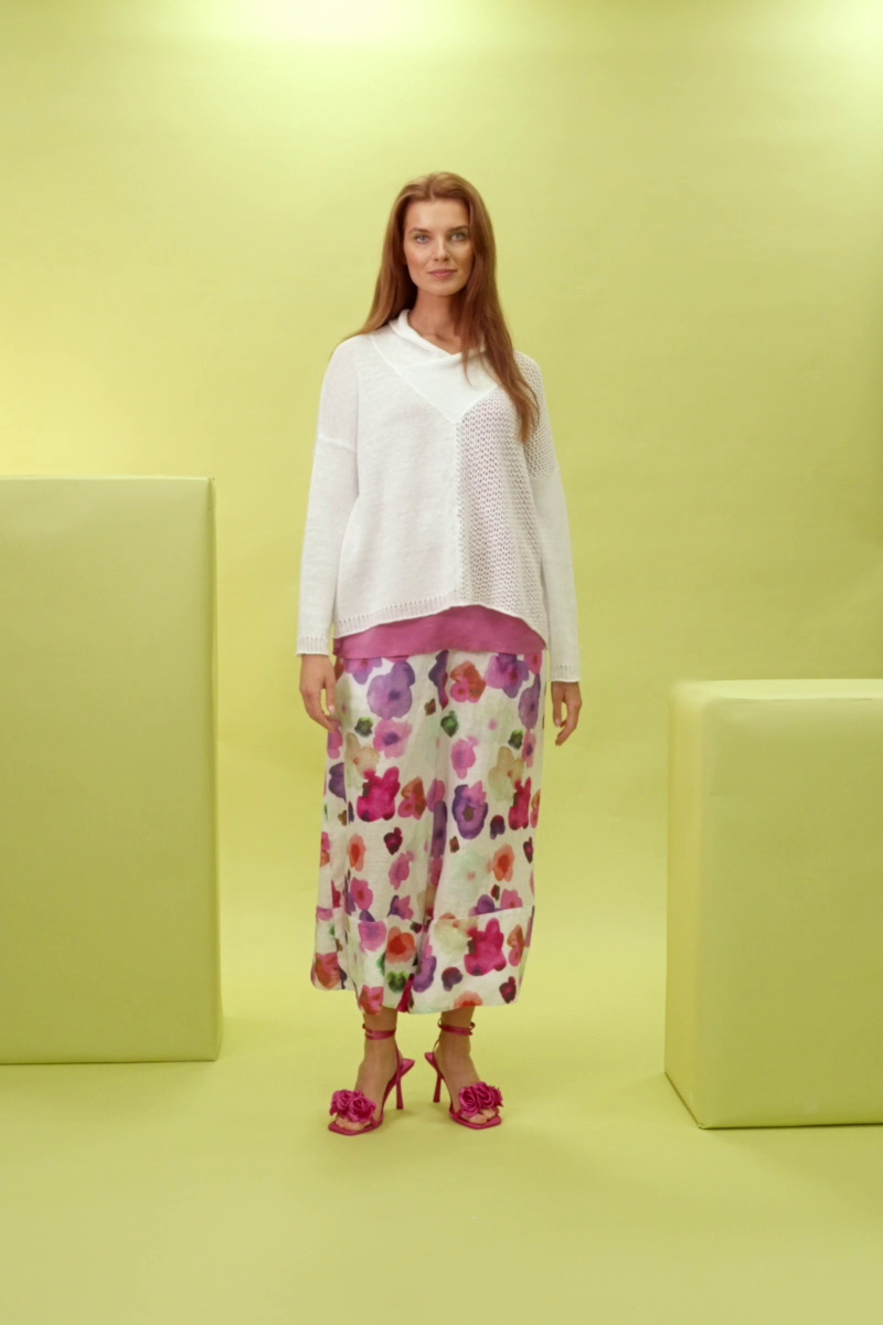 Wide Leg Cuffs Blossom Linen Culottes