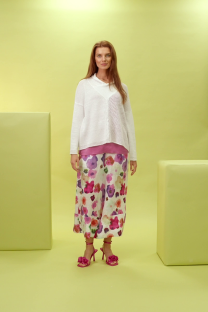 Wide Leg Cuffs Blossom Linen Culottes
