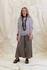 Wide Truffle Crumpled Cotton Trousers 8