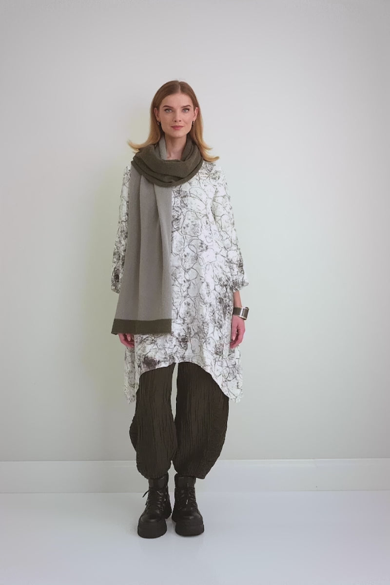 Dual Khaki &amp; Pistachio Wool Scarf 6