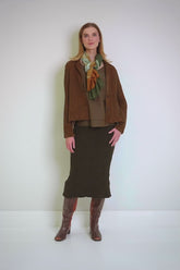Dip Dye Copper Green Crumpled Pure Silk Scarf 6