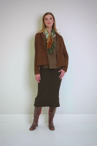 Dip Dye Copper Green Crumpled Pure Silk Scarf 6