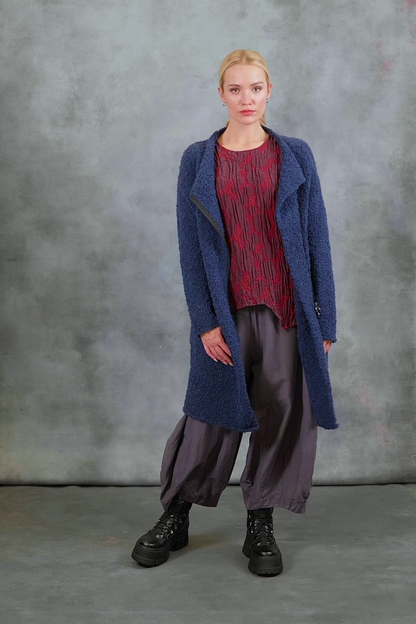 Side Zip Blue Violet Alpaca Wool Cardigan 7