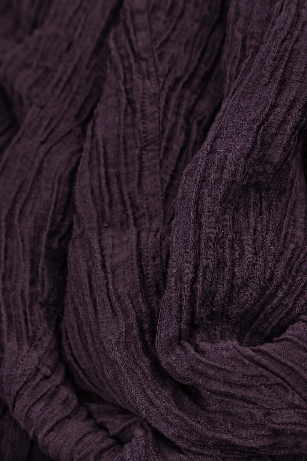 Wide Deep Plum Crinkled Silk Kaftan Dress