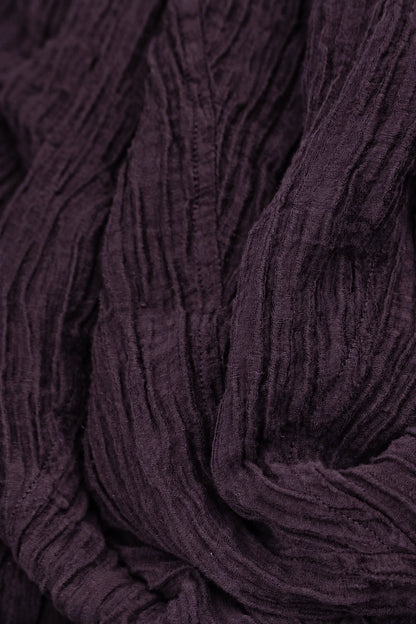 Wide Deep Plum Crinkled Silk Kaftan Dress