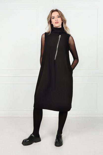 Long Mesh Sleeves Black Cotton Blouse 5