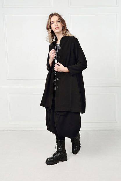 A-Line Black Jersey Cotton Jacket 7