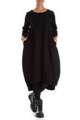 Asymmetrical Black Jersey Cotton Dress 4