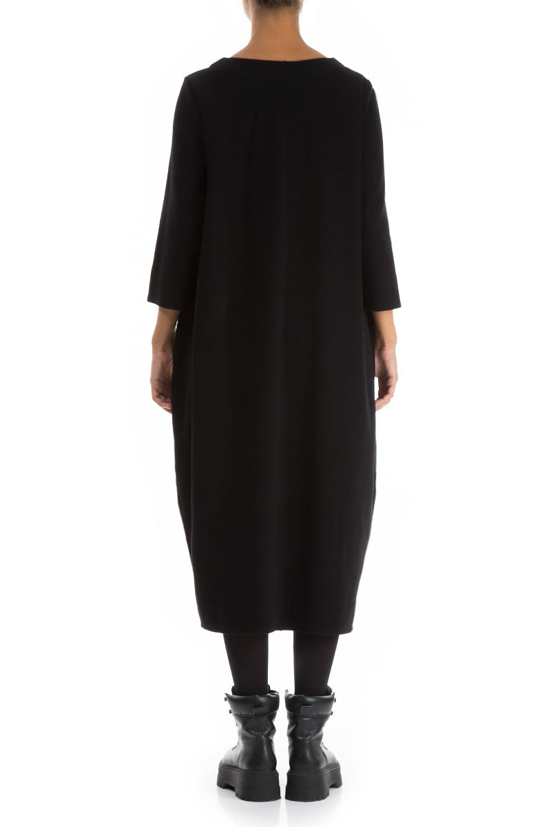 Asymmetrical Black Jersey Cotton Dress 2