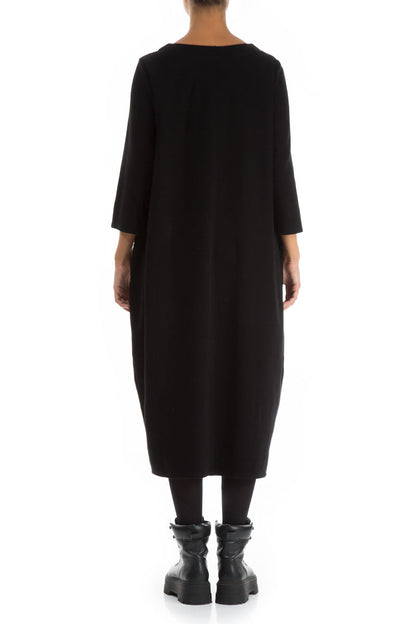 Asymmetrical Black Jersey Cotton Dress 2