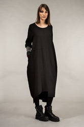 Asymmetrical Black Jersey Cotton Dress 6