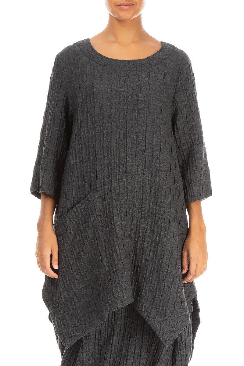 Asymmetric Grey Wool Cotton Tunic 1