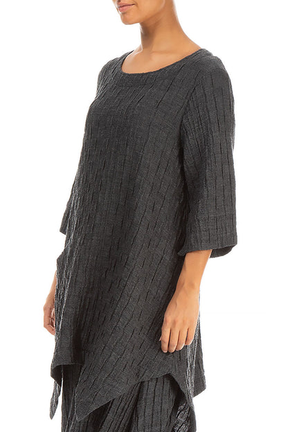 Asymmetric Grey Wool Cotton Tunic 3