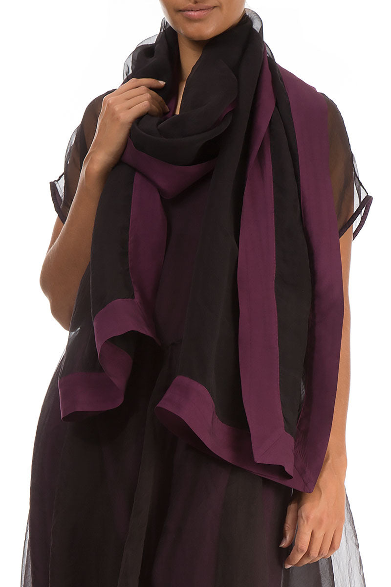 Aubergine Silk Chiffon Scarf 3
