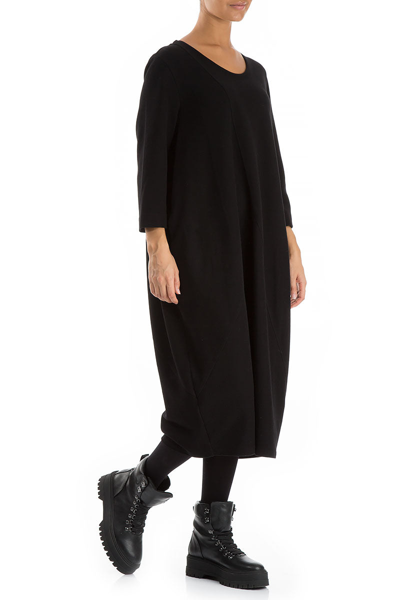 Balloon Black Cotton Jersey Dress 4