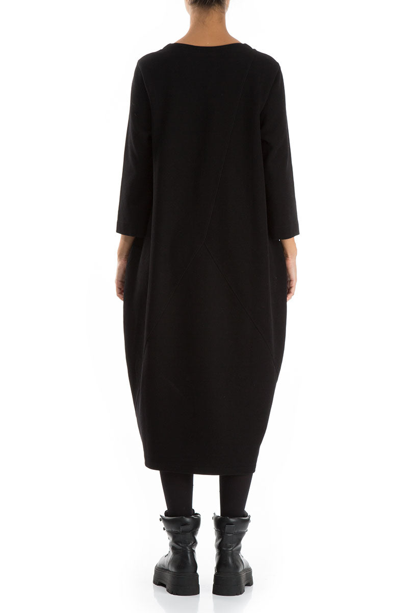 Balloon Black Cotton Jersey Dress 2