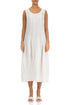 Sleeveless Balloon Crinkled Off White Silk Dress 1