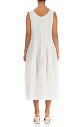 Sleeveless Balloon Crinkled Off White Silk Dress 2