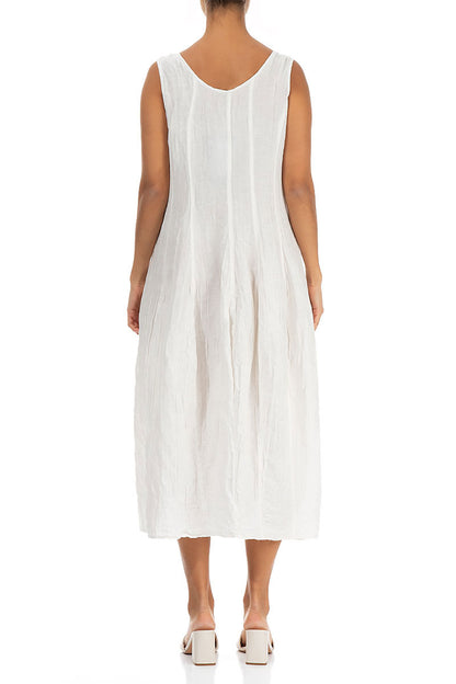 Sleeveless Balloon Crinkled Off White Silk Dress 2