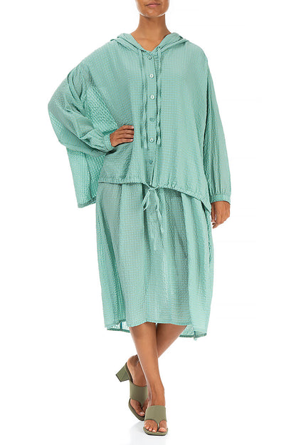 Balloon Mint Green Textured Silk Dress 5