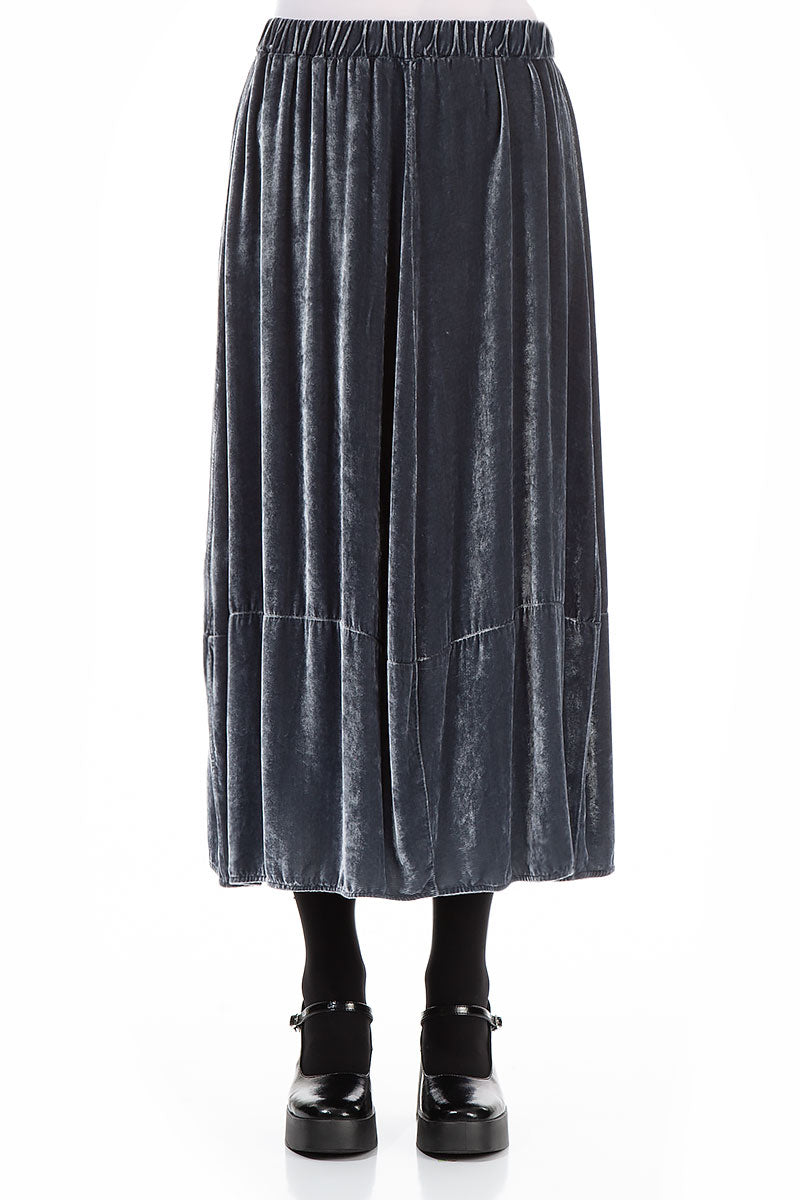 Balloon Silver Silk Velvet Skirt 1