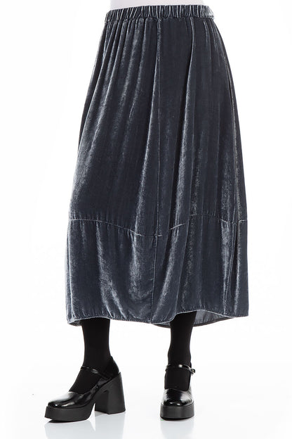 Balloon Silver Silk Velvet Skirt 3