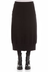 Black Cotton Midi Skirt 1
