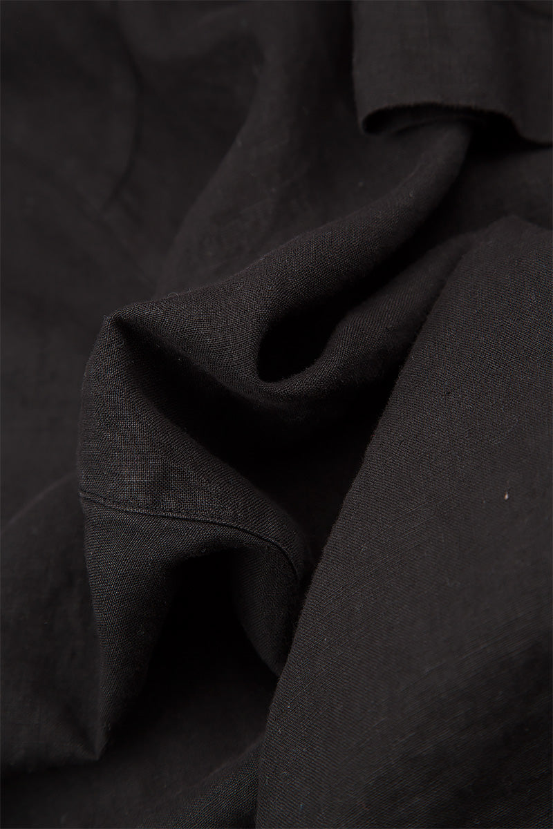 Loose Black Pure Linen Trousers 5
