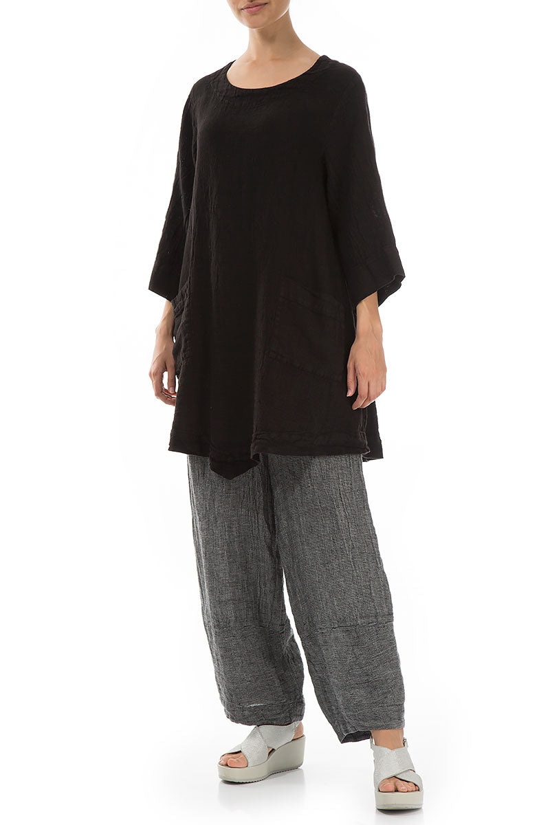 Black Mélange Linen Tunic 5