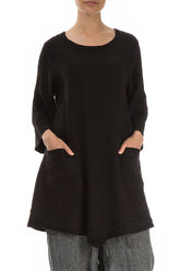 Black Mélange Linen Tunic 3