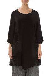 Black Mélange Linen Tunic 1