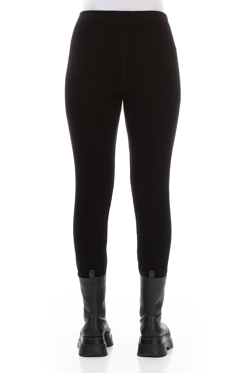 Black Warm Cotton Jersey Trouser Leggings 2