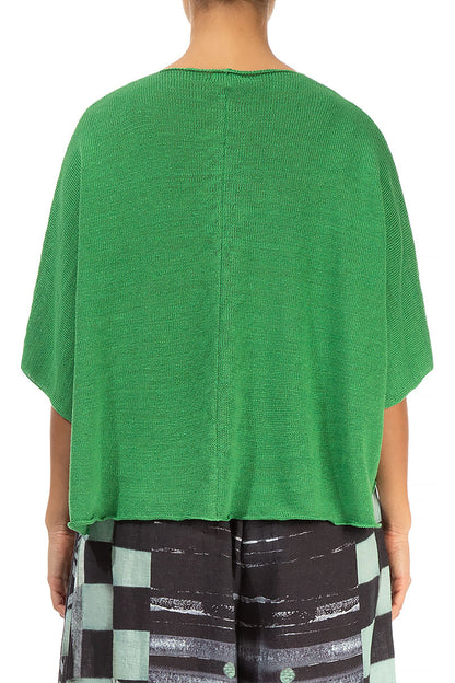 Button Band Boxy Spring Green Linen Cardigan 2