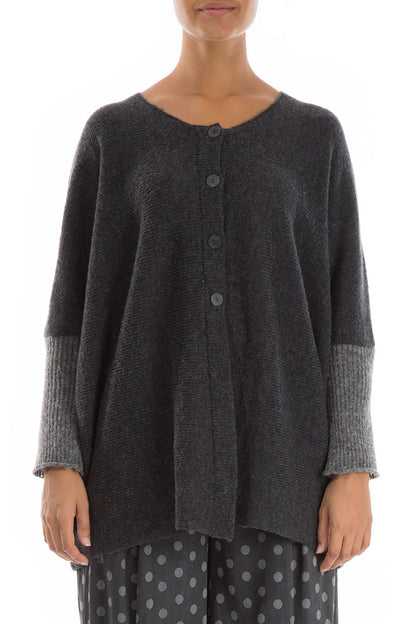 Buttoned Loose Grey Wool Sweater 1