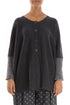 Buttoned Loose Grey Wool Sweater 1