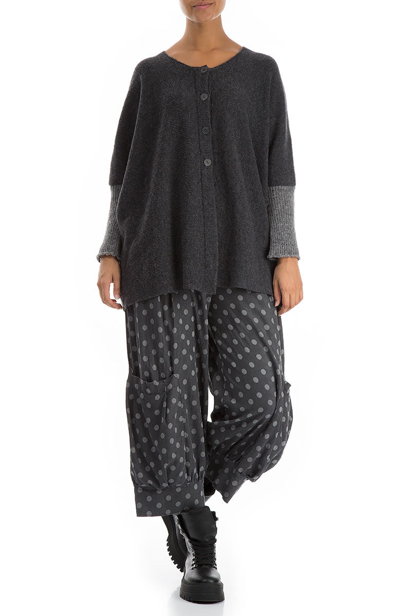 Buttoned Loose Grey Wool Sweater 4