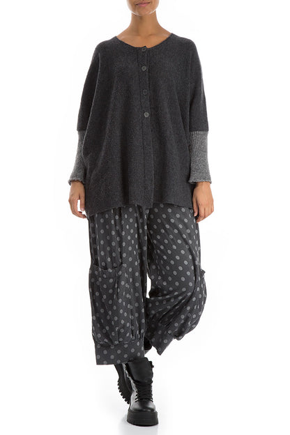 Buttoned Loose Grey Wool Sweater 4