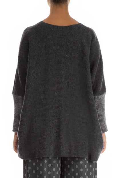 Buttoned Loose Grey Wool Sweater 2