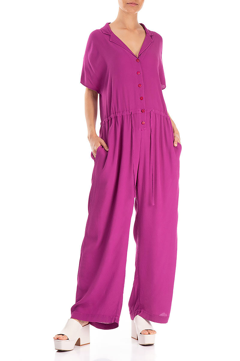 Buttoned Orchid Viscose Jumpsuit 4