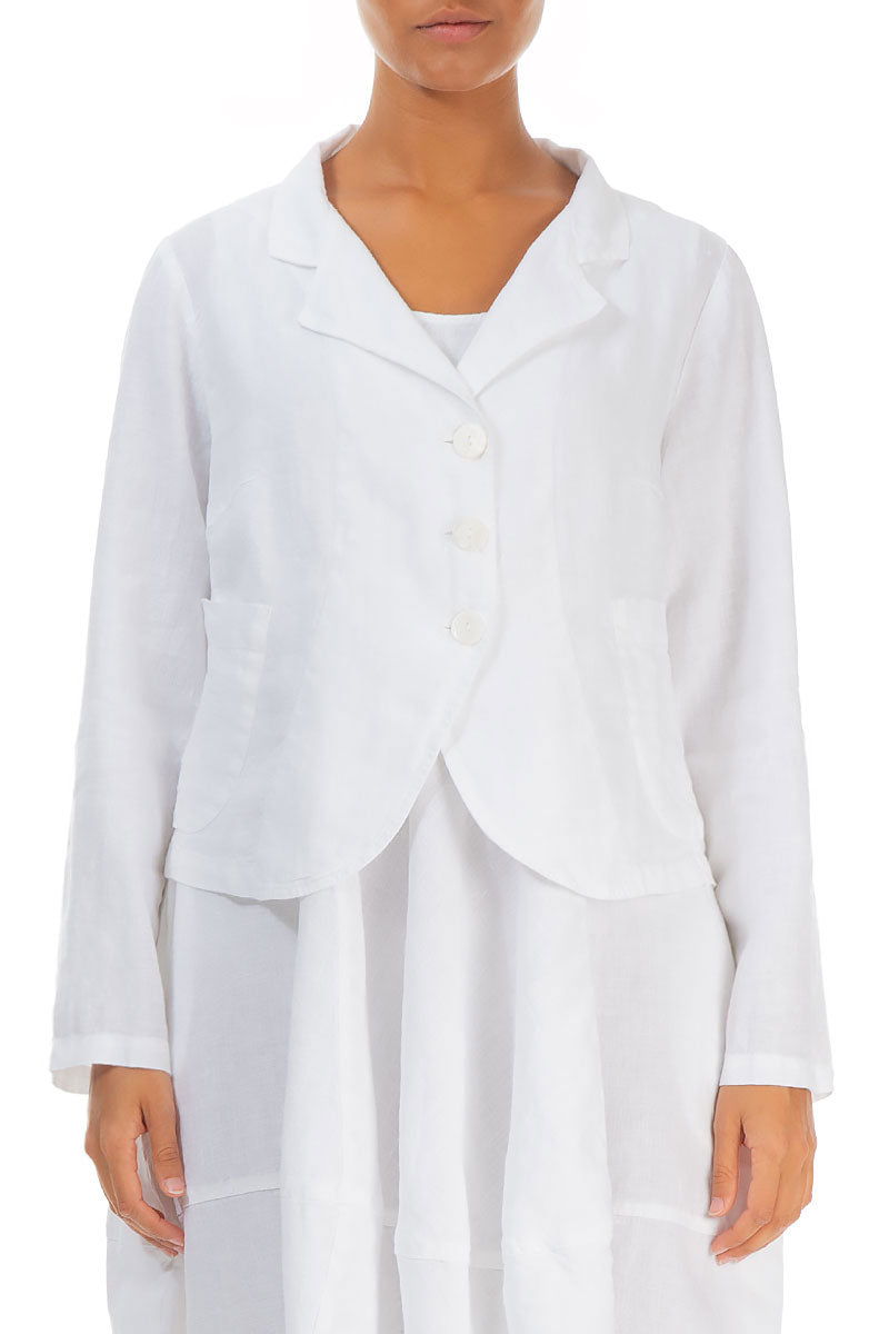 Buttoned White Linen Jacket 1