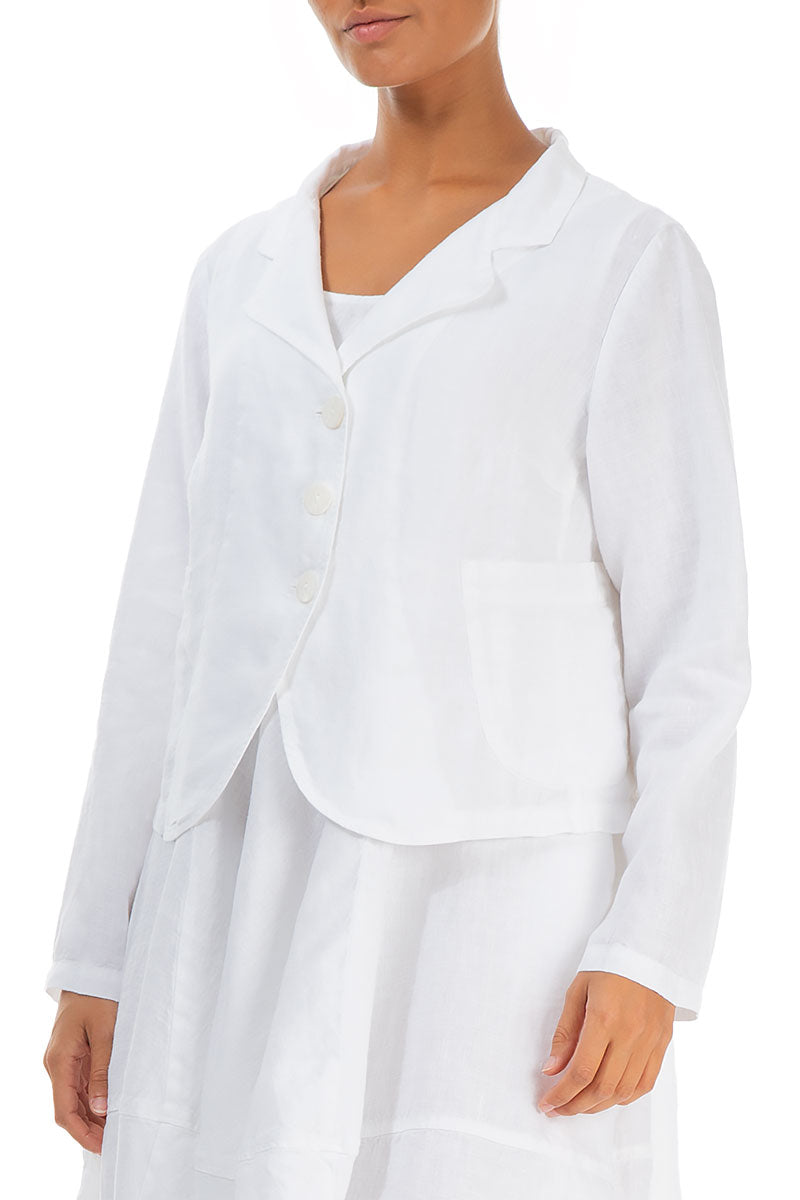 Buttoned White Linen Jacket 3